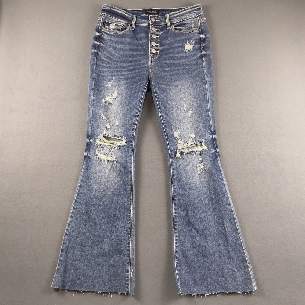 Distressed Flared Women’s Jeans - Medium Blue